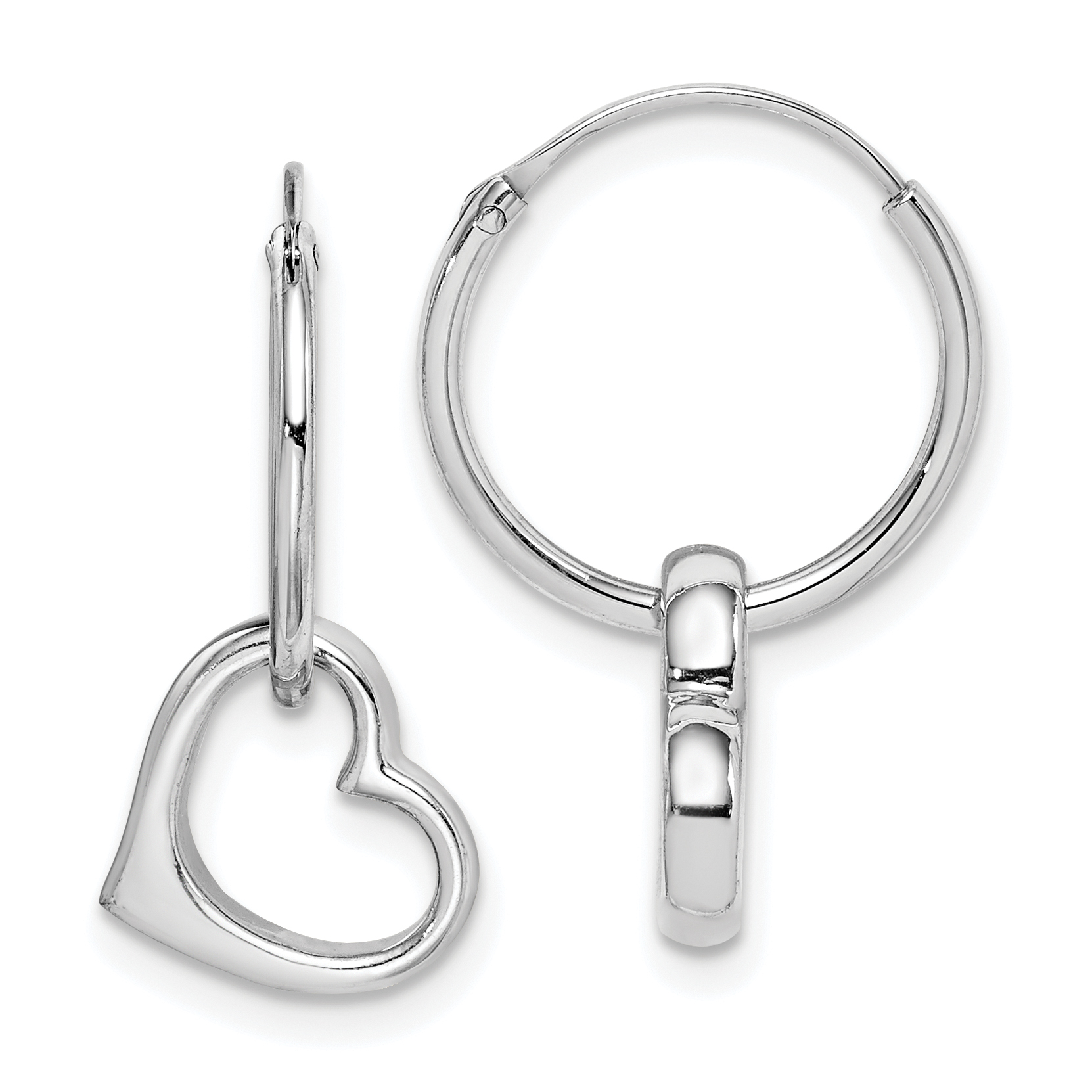 Sterling Silver Rhodium-plated Heart Hoop Earring (QE14842)