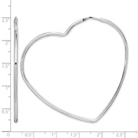 Sterling Silver Rhodium-Plated 2mm Heart Hoop Earrings view 4