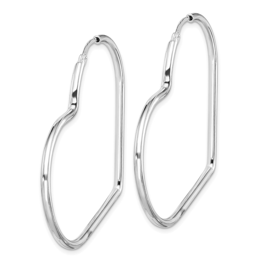Sterling Silver Rhodium-Plated 2mm Heart Hoop Earrings (QE14844)
