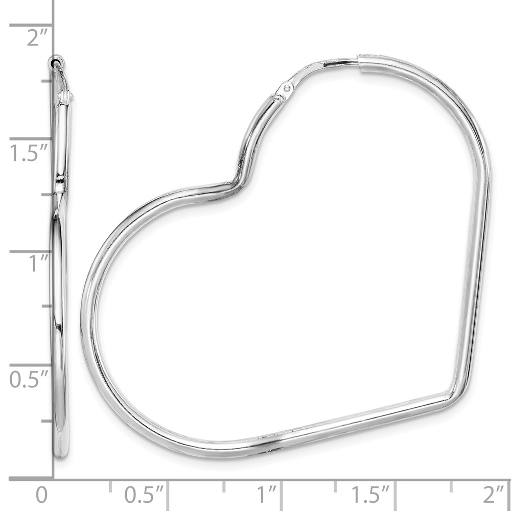 Sterling Silver Rhodium-Plated 2mm Heart Hoop Earrings (QE14844)