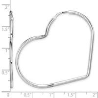 Sterling Silver Rhodium-Plated 2mm Heart Hoop Earrings view 4