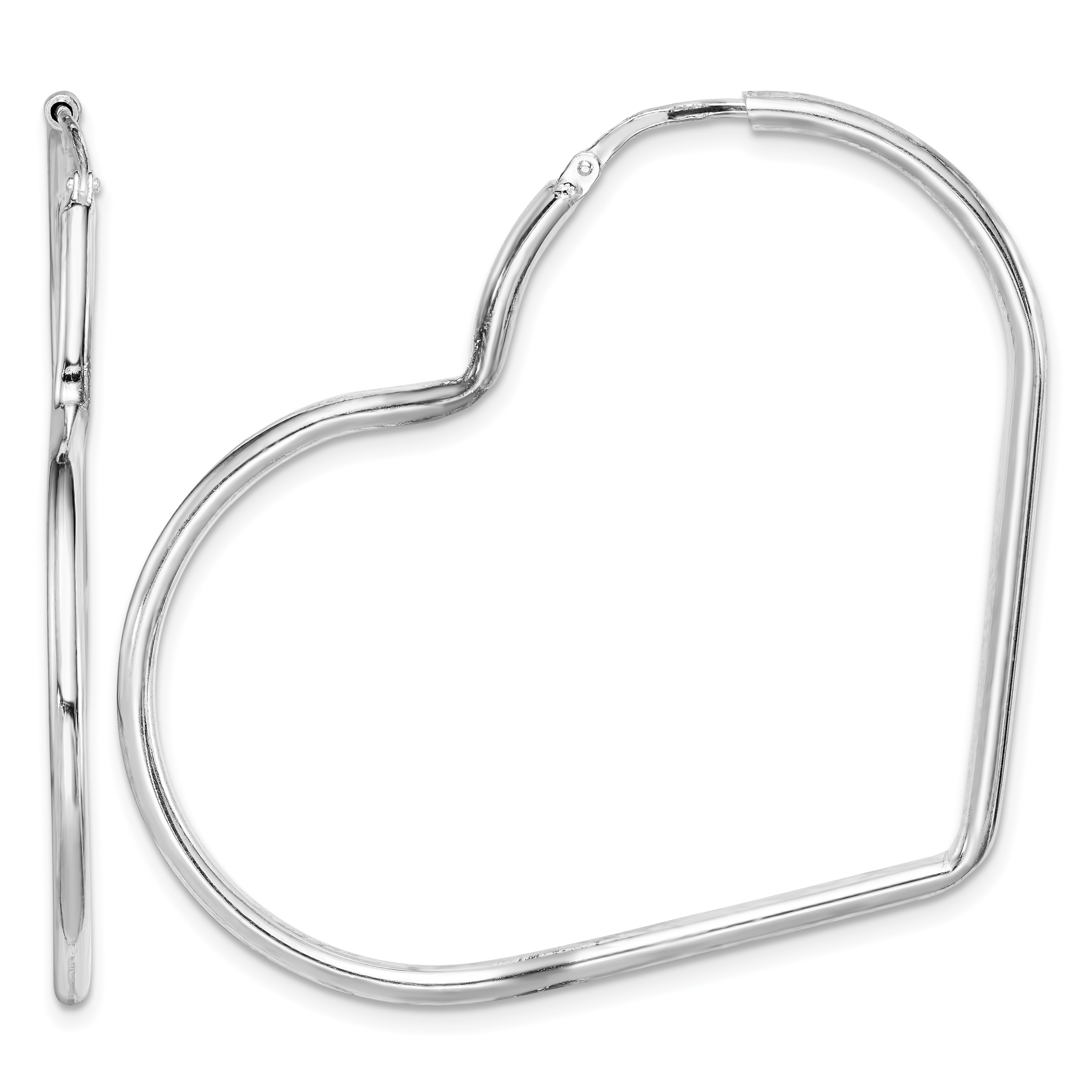 Sterling Silver Rhodium-Plated 2mm Heart Hoop Earrings (QE14844)