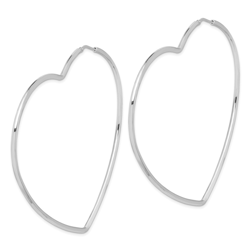 Sterling Silver Rhodium-Plated 2mm Heart Hoop Earrings (QE14845)