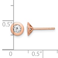 Sterling Silver Rose-tone Brushed CZ Post Earrings view 4