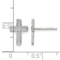 Sterling Silver Polished Glitter Infused Latin Cross Post Earrings view 4