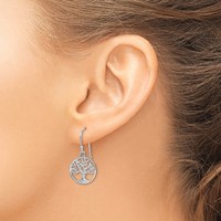 Sterling Silver Rhodium Plated Tree Dangle Earrings view 3