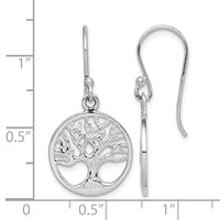 Sterling Silver Rhodium Plated Tree Dangle Earrings view 4