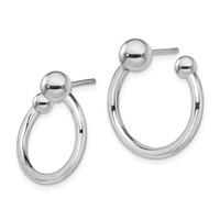 Sterling Silver Rhodium-plated Hoop Post Earrings view 2