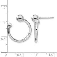 Sterling Silver Rhodium-plated Hoop Post Earrings view 4