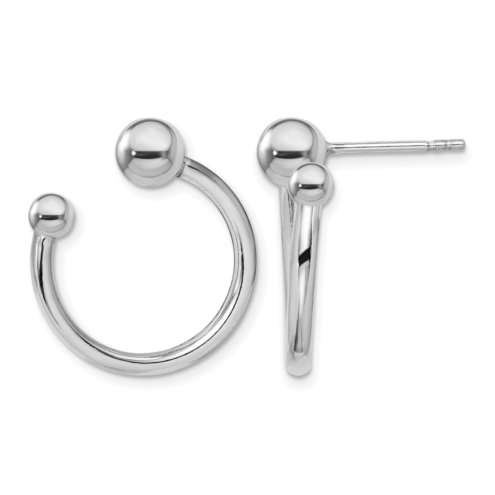 Sterling Silver Rhodium-plated Hoop Post Earrings