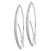 Sterling Silver Rhodium-plated CZ Threader Earrings view 2