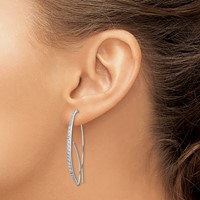 Sterling Silver Rhodium-plated CZ Threader Earrings view 3