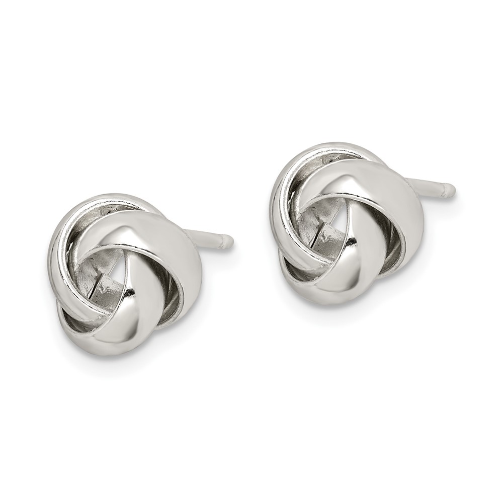 Sterling Silver Rhodium-plated Polished 9mm Love Knot Post Earrings (QE14870)