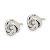 Sterling Silver Rhodium-plated Polished 9mm Love Knot Post Earrings view 2