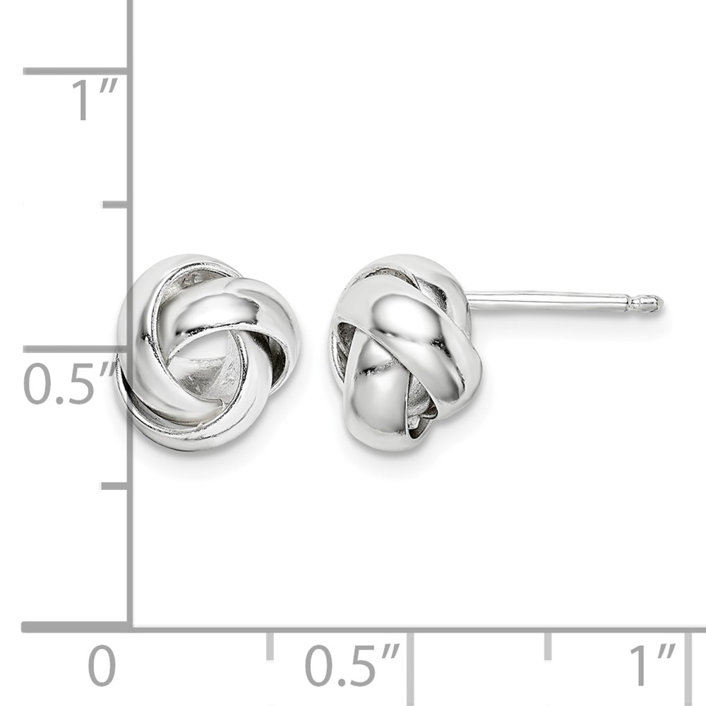 Sterling Silver Rhodium-plated Polished 9mm Love Knot Post Earrings (QE14870)