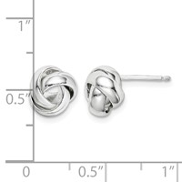 Sterling Silver Rhodium-plated Polished 9mm Love Knot Post Earrings view 4
