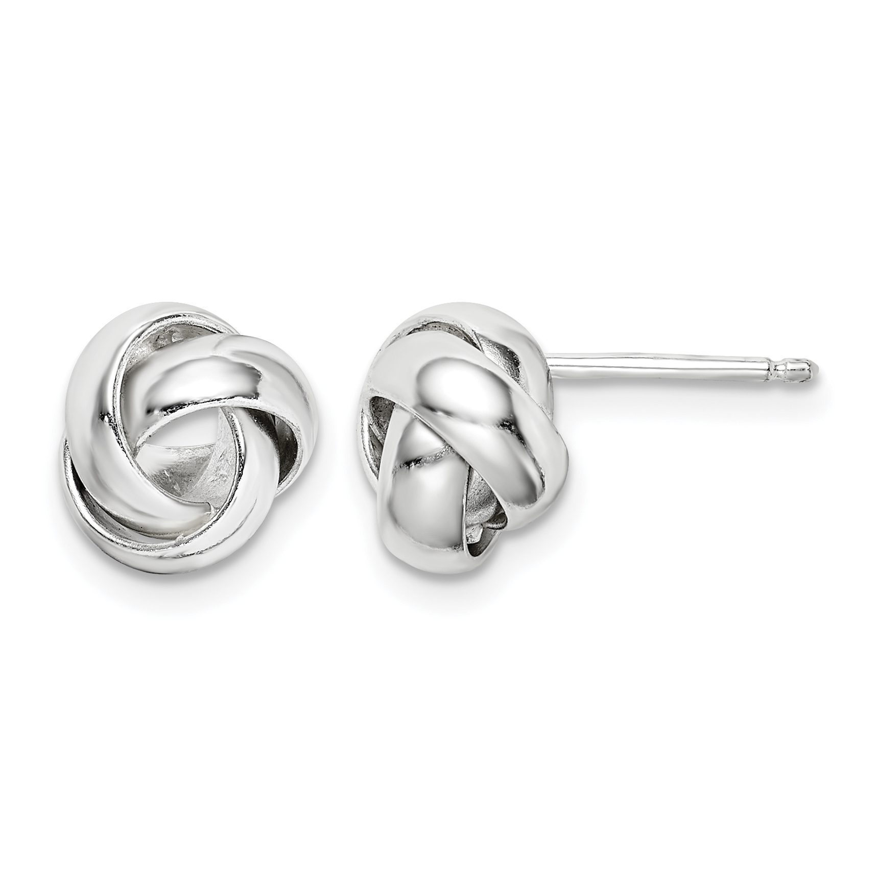 Sterling Silver Rhodium-plated Polished 9mm Love Knot Post Earrings (QE14870)