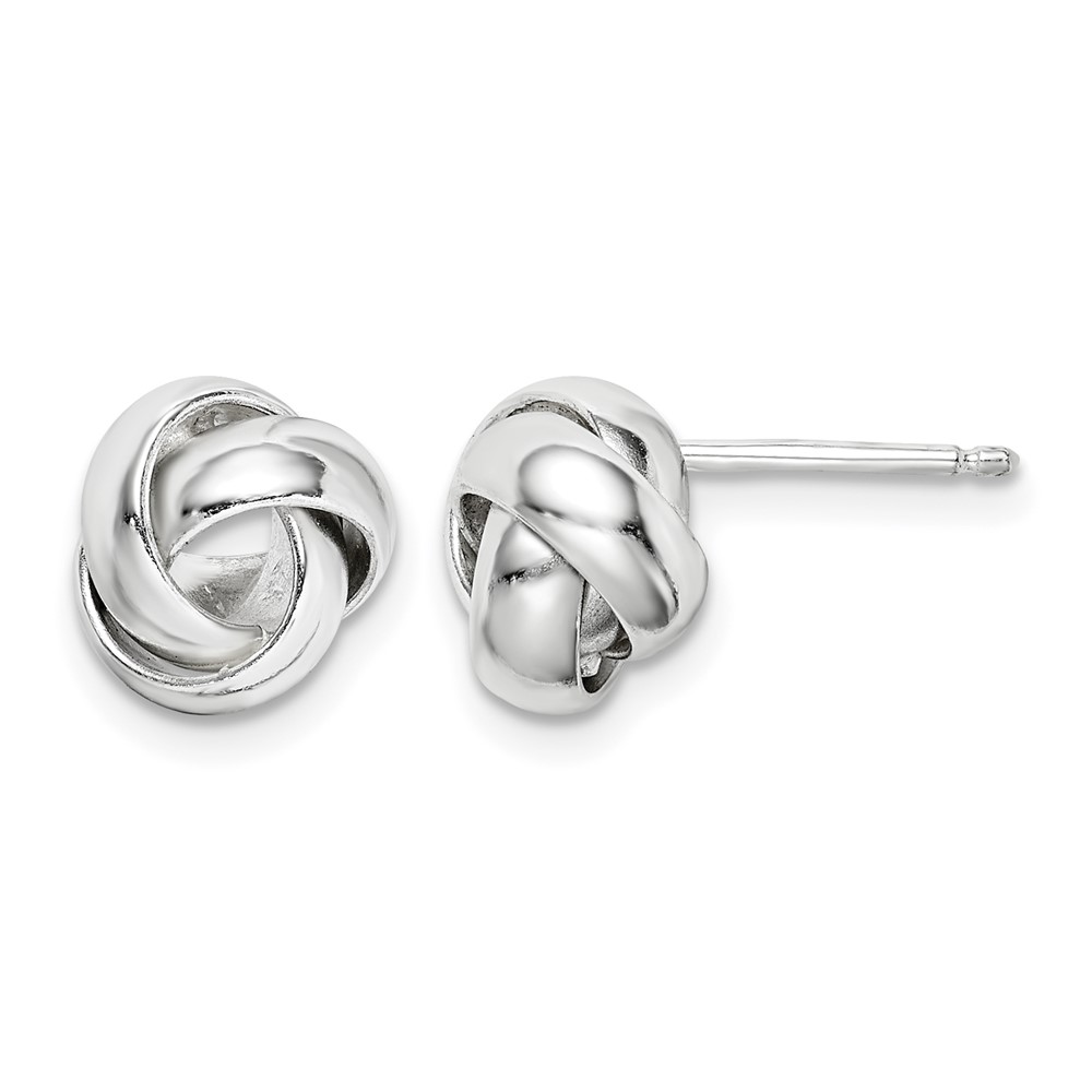 Sterling Silver Rhodium-plated Polished 9mm Love Knot Post Earrings (QE14870)