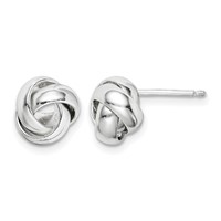 Sterling Silver Rhodium-plated Polished 9mm Love Knot Post Earrings view 1