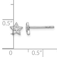 Sterling Silver Rhodium Plated CZ Star Post Earrings view 4