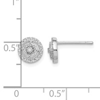 Sterling Silver RH-plated Polished & Textured Diamond Circle Post Earrings view 4