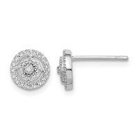 Sterling Silver RH-plated Polished & Textured Diamond Circle Post Earrings view 1