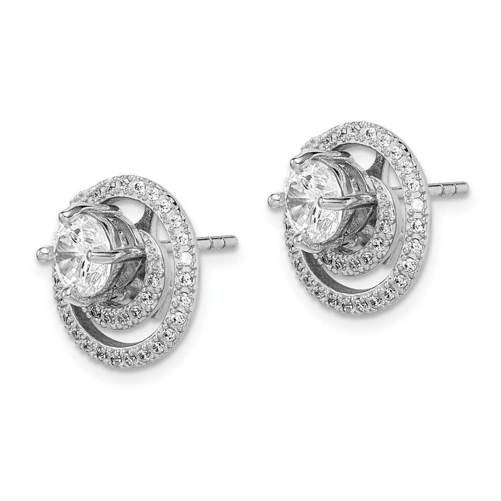 Sterling Silver Rhodium-plated 6mm Round CZ w/Swirl Jackets Earrings (QE14879)