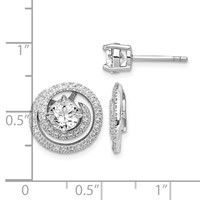 Sterling Silver Rhodium-plated 6mm Round CZ Earrings with Swirl Jackets view 4
