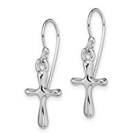 Sterling Silver Rhodium-plated Polished Cross Dangle Earrings view 2