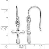 Sterling Silver Rhodium-plated Polished Cross Dangle Earrings view 4