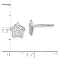 Sterling Silver Rhodium-plated CZ Star Post Earrings view 3