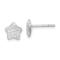Sterling Silver Rhodium-plated CZ Star Post Earrings view 1