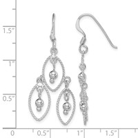 Sterling Silver Rhodium-plated Polished Textured & Beaded Dangle Earrings view 4
