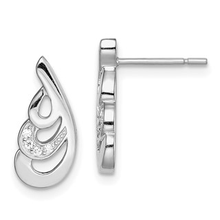 Sterling Silver Rhodium-plated CZ Swirl Post Earrings