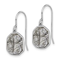 Sterling Silver RH-plated Polished Tourmalinated Quartz Dangle Earrings view 2