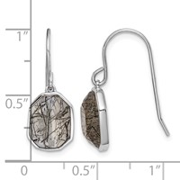 Sterling Silver RH-plated Polished Tourmalinated Quartz Dangle Earrings view 4