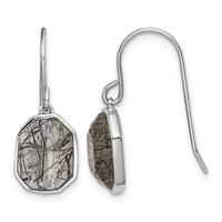 Sterling Silver RH-plated Polished Tourmalinated Quartz Dangle Earrings view 1