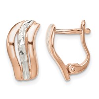 Sterling Silver Flash Rose Gold-plated and Diamond Cut Hoop Earrings view 1