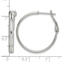 Sterling Silver Milgrain 2.25x 25mm Omega Back Round Hoop Earrings view 4