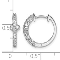 Sterling Silver Rhodium Plated CZ Hinged Hoop Earrings view 4