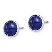 Sterling Silver Rhodium-plated 7mm Lapis Post Earrings view 2