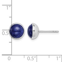 Sterling Silver Rhodium-plated 7mm Lapis Post Earrings view 4