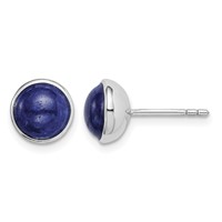 Sterling Silver Rhodium-plated 7mm Lapis Post Earrings view 1