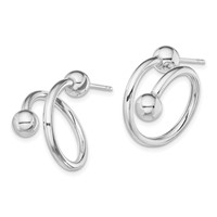 Sterling Silver Rhodium-plated Coil Hoop Post Earrings view 2
