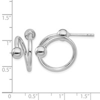 Sterling Silver Rhodium-plated Coil Hoop Post Earrings view 4