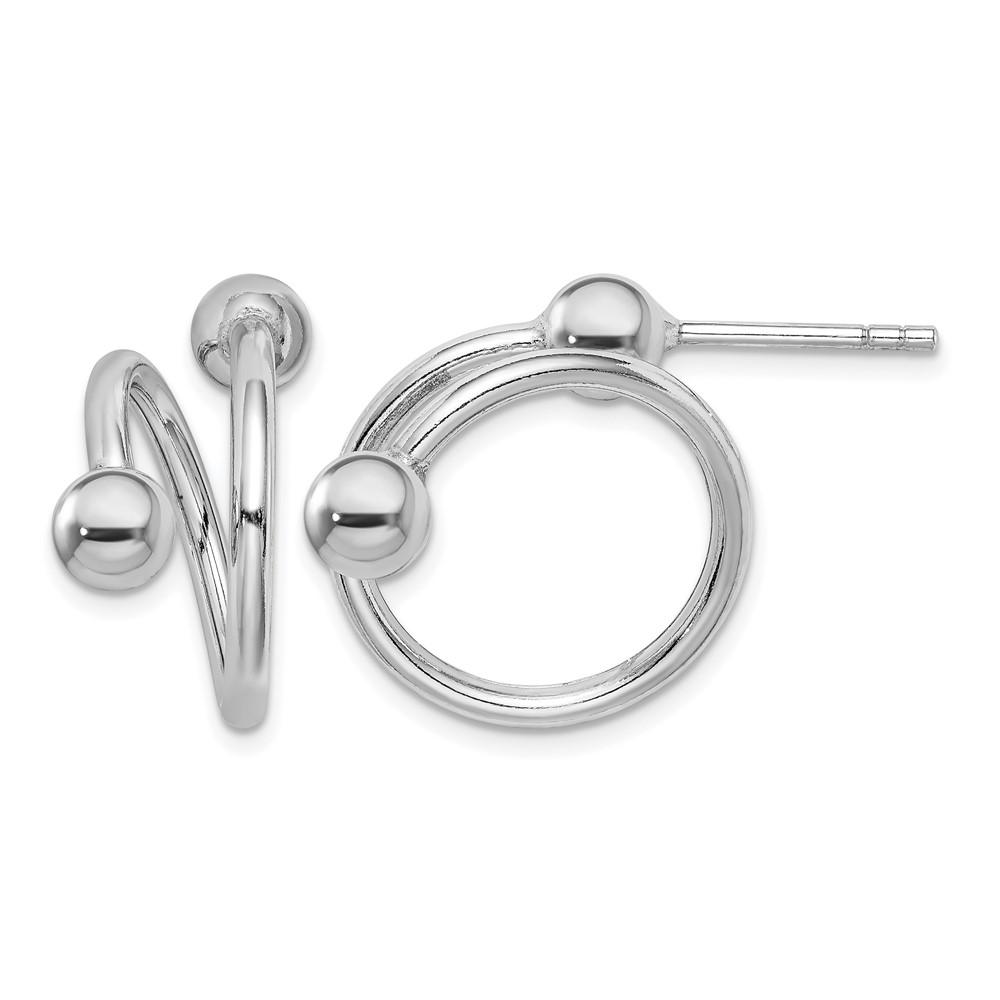 Sterling Silver Rhodium-plated Coil Hoop Post Earrings