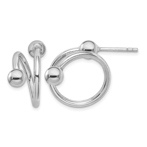 Sterling Silver Rhodium-plated Coil Hoop Post Earrings