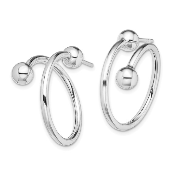 Sterling Silver Rhodium-plated Coil Hoop Post Earrings