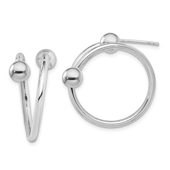 Sterling Silver Rhodium-plated Coil Hoop Post Earrings