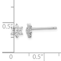 Sterling Silver Rhodium-plated CZ Flower Post Earrings view 4